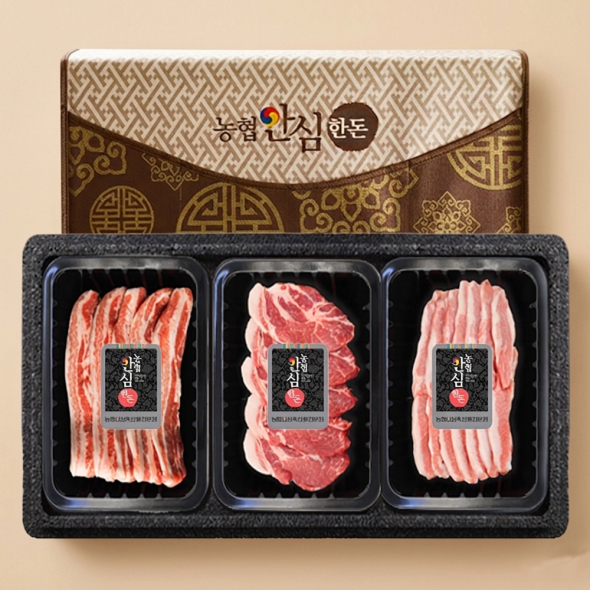 [선물세트 4호] 농협 안심 한돈 선물세트(삼겹살500g+목살500g+항정살300g)